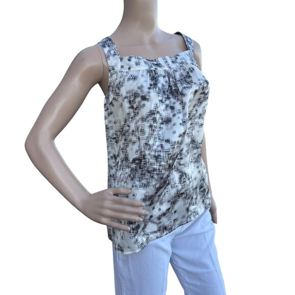 St. John S Silk Tank Top White Black Abstract Print Sleeveless Shell Resort 2015 - Picture 4 of 9
